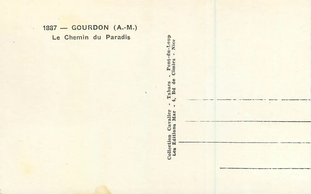 De Weg naar het Paradijs — Gourdon (A.-M.) — Éditions Cavalier, Nice - Achterkant