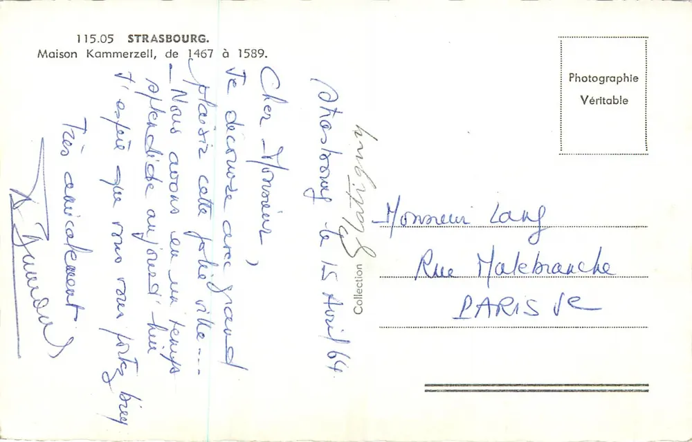 Maison Kammerzell — Strasbourg — Photographie Véritable - Verso