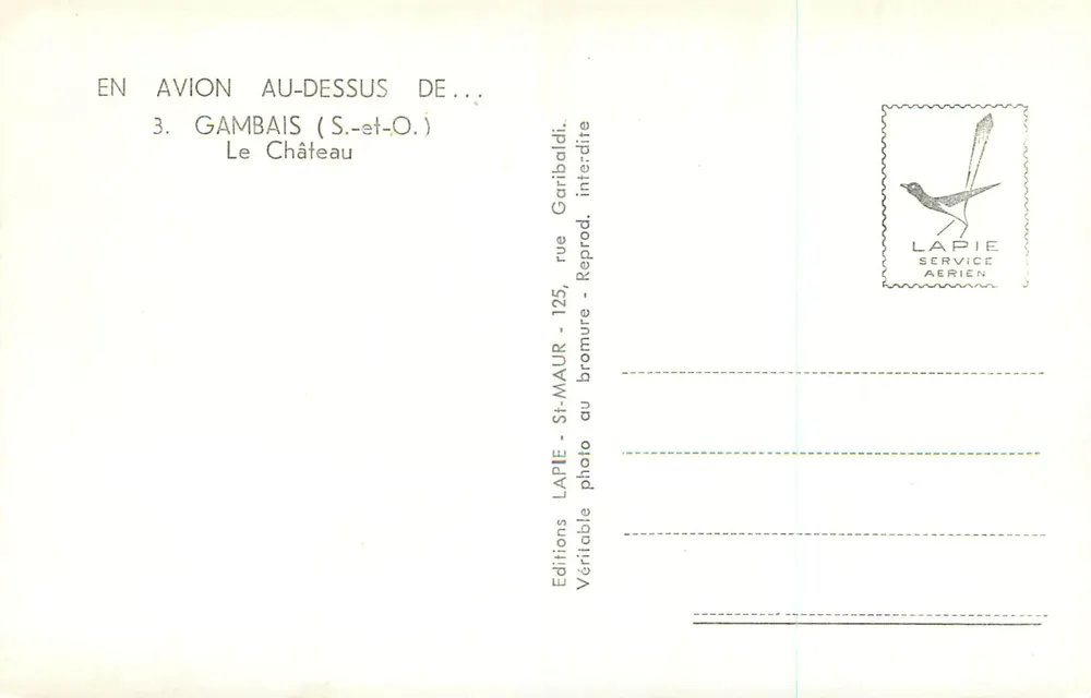 Schloss Gambais — S.-et-O. — Éditions Lapie - Rückseite