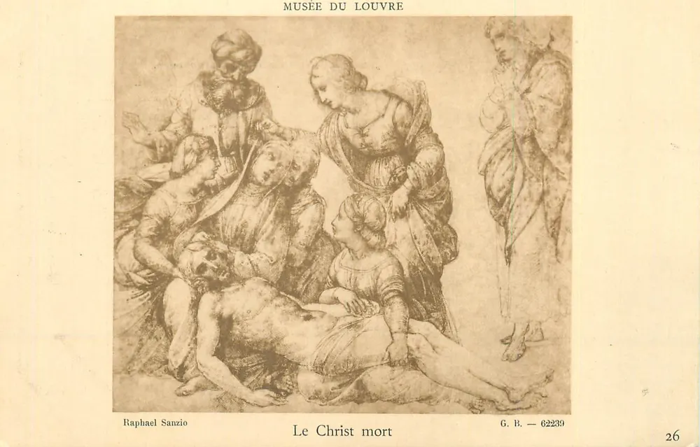 O Cristo morto — desenho de Raphael Sanzio — Museu do Louvre, G.B. 62239 - Frente