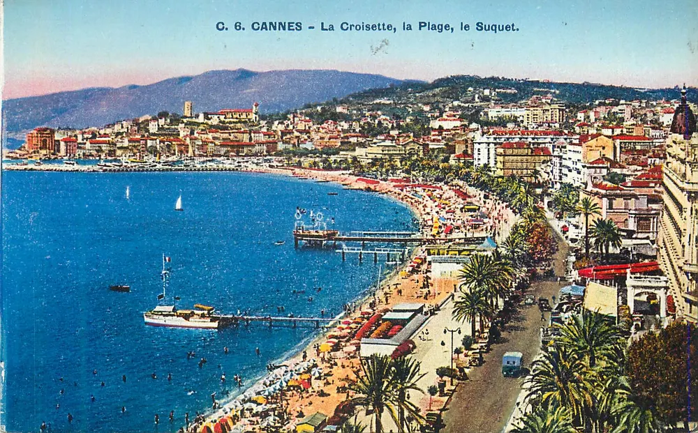 CANNES - La Croisette, la Plage, le Suquet — Photochrome S.I.C.A. n°6 - Recto