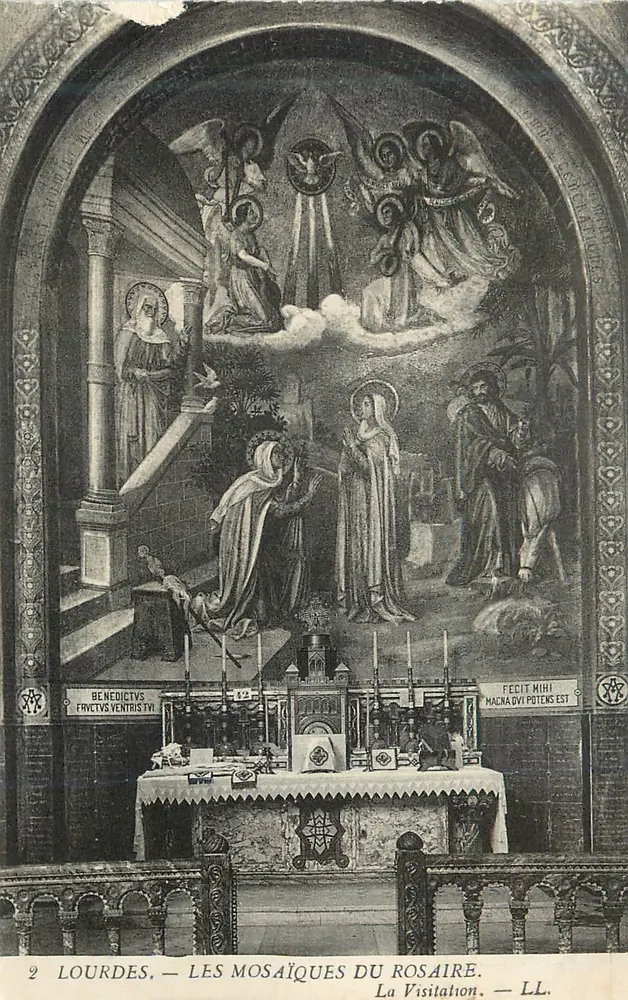 Lourdes — Die Mosaiken des Rosenkranzes. Die Besuchung. - Vorderseite