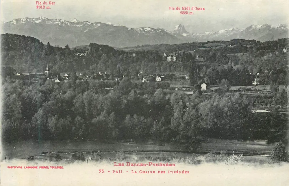 Les Basses-Pyrénées — La Chaîne des Pyrénées — Phototype Labouche Frères, Toulouse - Recto