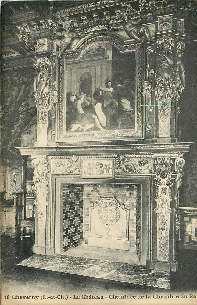 Cheverny (L.-et-Ch.) - Das Schloss - Kamin der Königsstube - Vorderseite