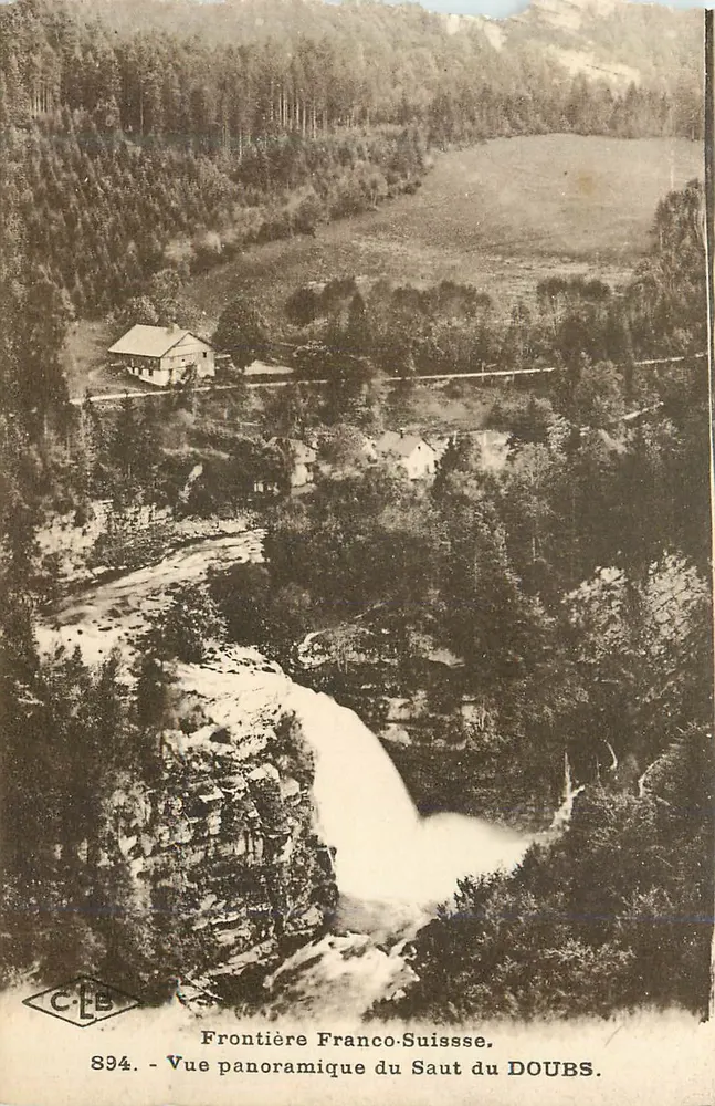 Grenze Frankreich-Schweiz — Panoramablick auf den Saut du Doubs — C.L.S. Nr. 894 - Vorderseite