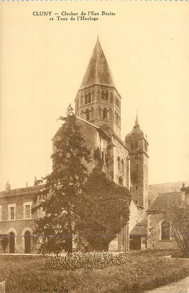 Cluny — Glockenturm der Eau Bénite und Uhrenturm — Verlag Myard - Vorderseite