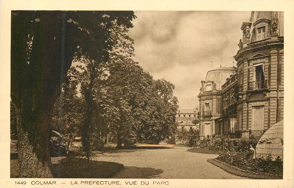 Colmar — A Prefeitura, vista do parque — Coleção L'Alsace, editor Braun & Cie - Frente