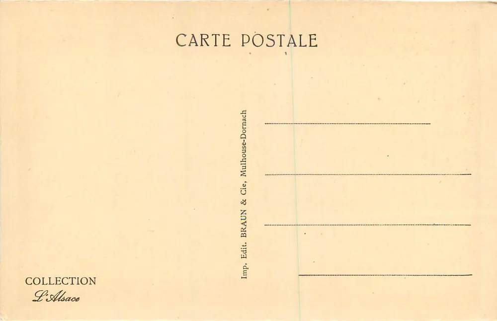Colmar — A Prefeitura, vista do parque — Coleção L'Alsace, editor Braun & Cie - Verso