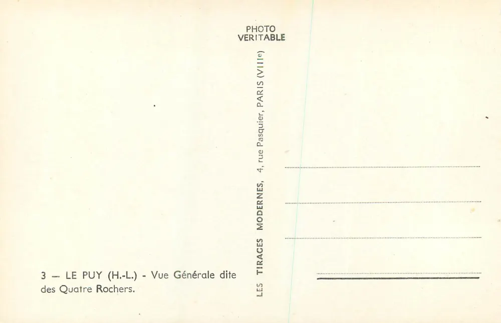 Le Puy (H.-L.) — Allgemeine Ansicht genannt die Vier Felsen — Moderne Drucke, Paris (VIIIe) - Rückseite