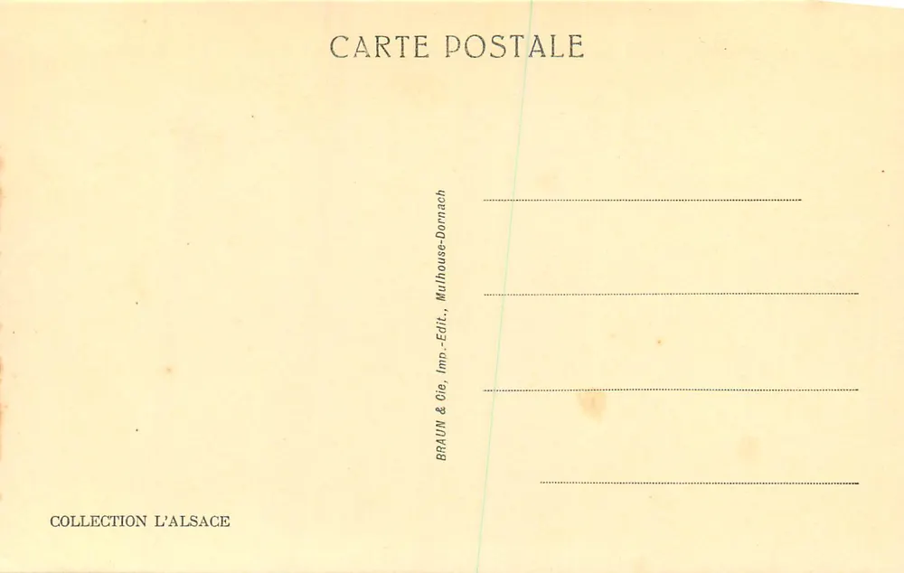 Vila de Linthal — vista panorâmica com igreja — editor BRAUN & Cie, Mulhouse-Dornach - Verso