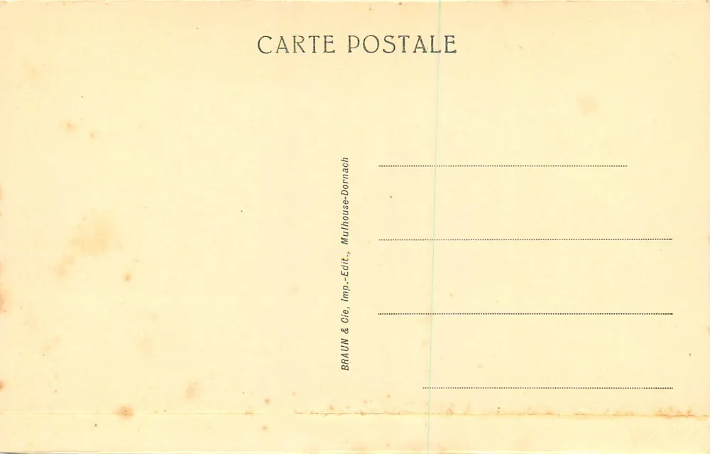 Denkmal der Blauen Teufel am Grand Ballon — Verleger BRAUN & Cie, Mulhouse-Dornach, n° 3115 - Rückseite