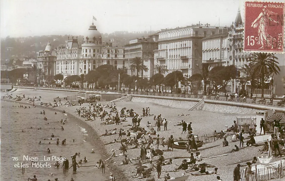 Nice — A Praia e os Hotéis — Rostan e Munier, editores de arte, Nice - Frente