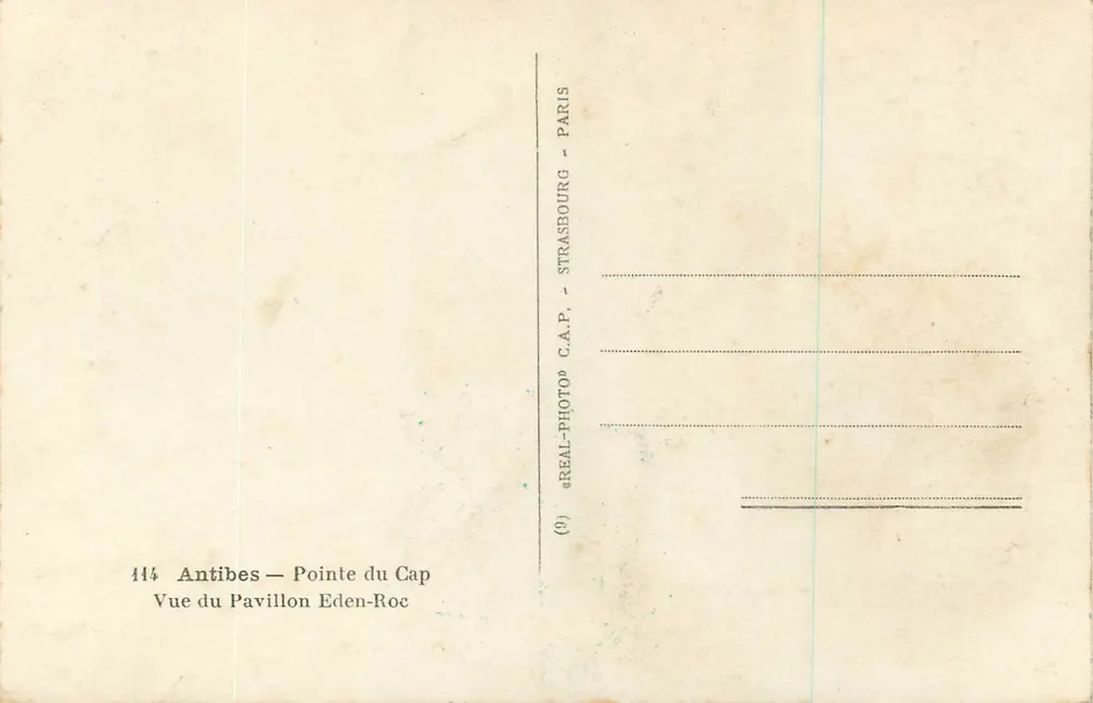 Antibes — Punta del Capo — Vista del Pavillon Eden-Roc — REAL-PHOTO C.A.P. PARIS - Verso