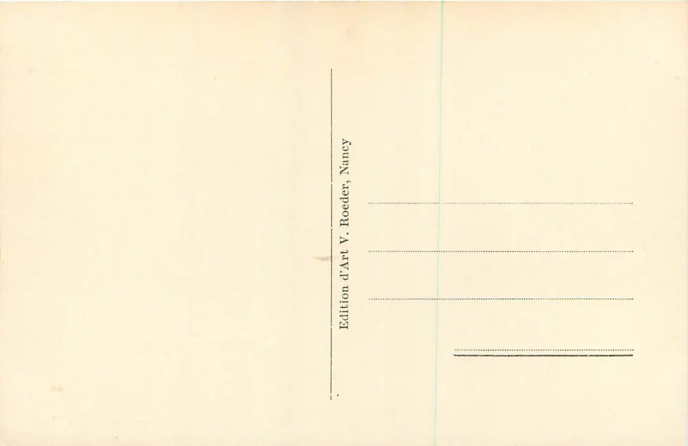 Gérardmer — Vue générale — Edition d'Art V. Roeder, Nancy - Verso