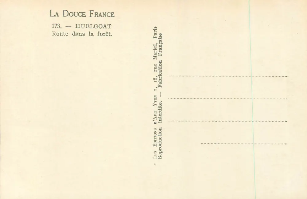 Waldstraße — Huelgoat — Éditions d'Art Yvon, Paris - Rückseite