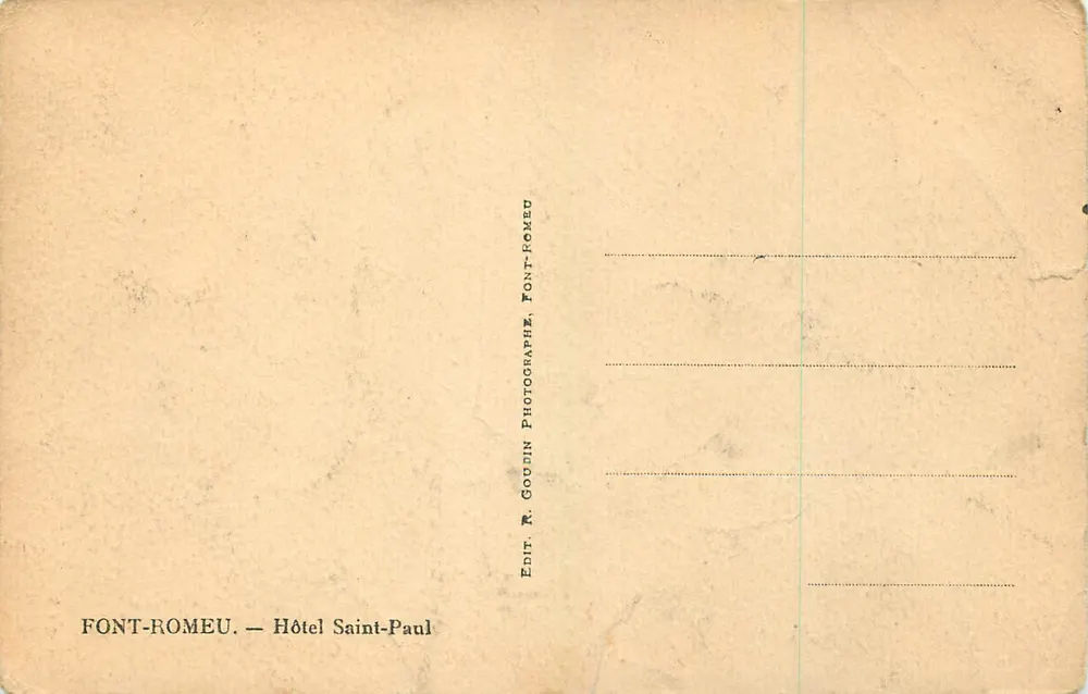 Hôtel Saint-Paul — Font-Romeu — Éditeur R. Goudin - Achterkant