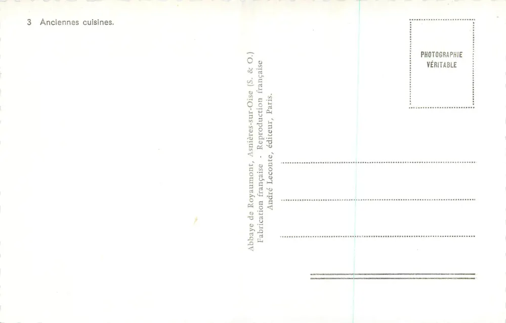 Abbey of Royaumont — Ancient Kitchens — André Leconte, publisher - Back