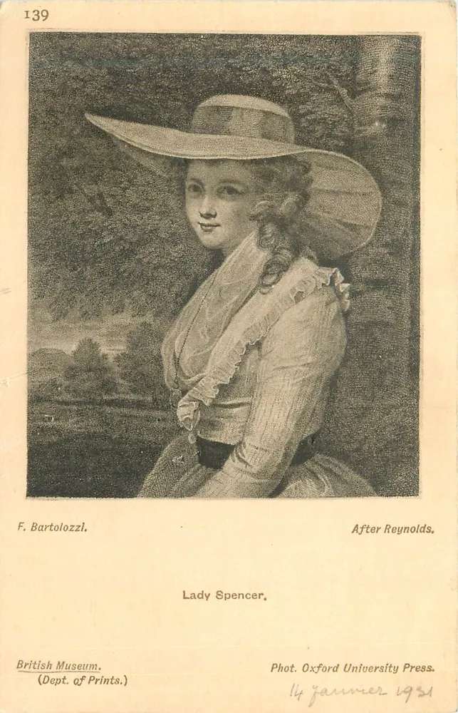 Lady Spencer — retrato gravado — Oxford University Press, n°139 - Frente
