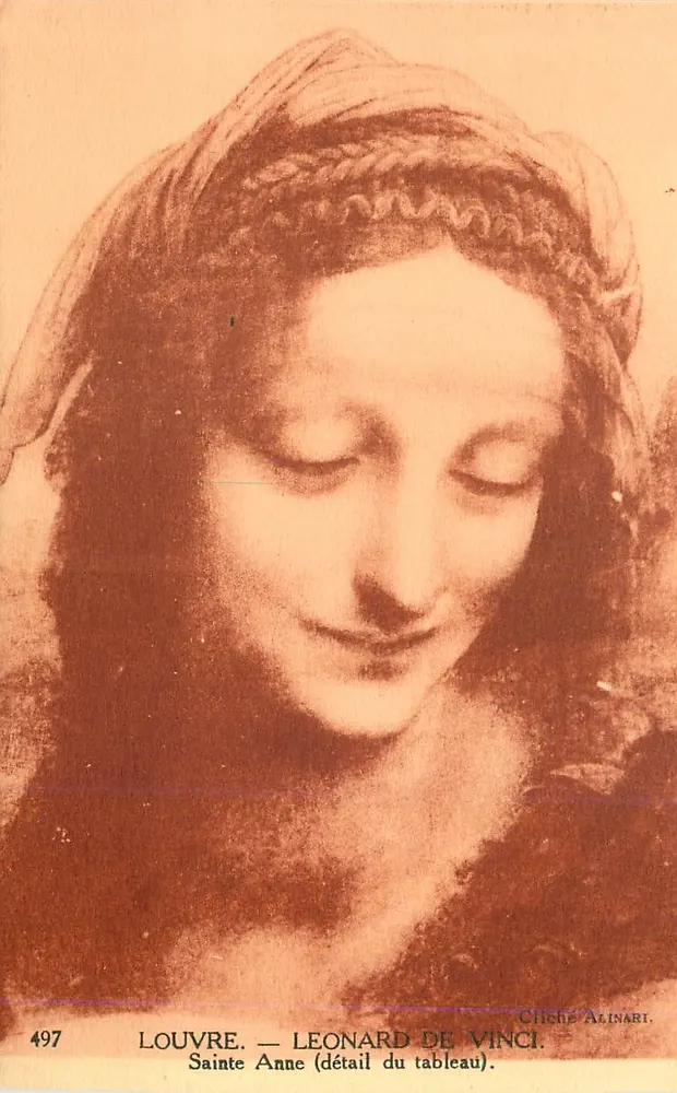 Heilige Anna — Detail des Gemäldes von Leonardo da Vinci — Alinari-Foto, Nr. 497 - Vorderseite