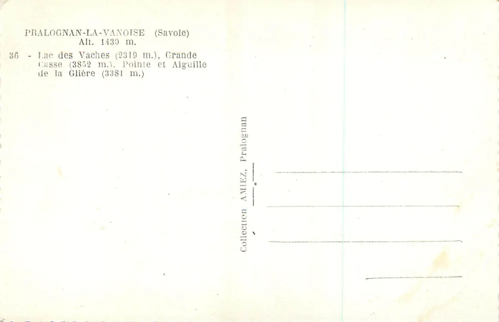 Lac des Vaches — Pralognan-la-Vanoise — Collection Amiez - Verso