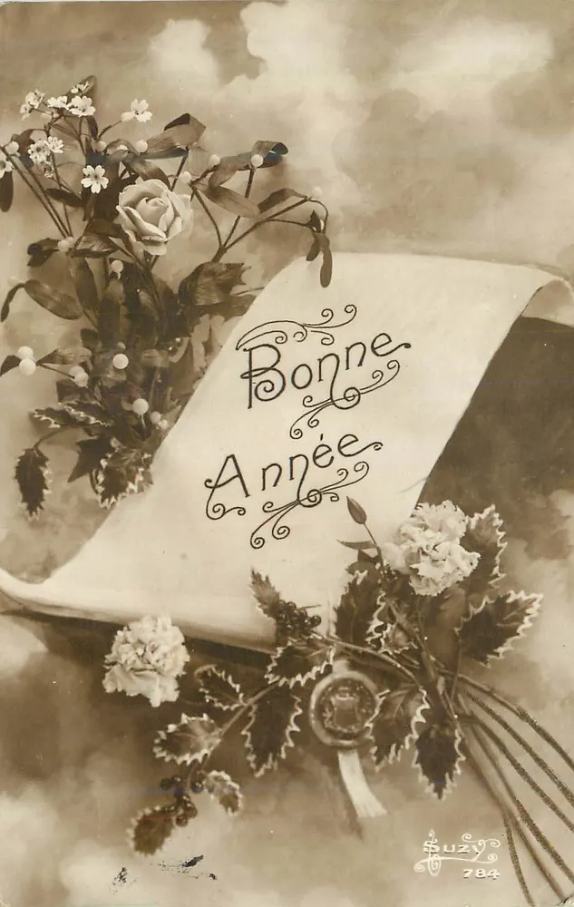 Bom Ano — flores e folha de maple — editor Suzy n°784 - Frente