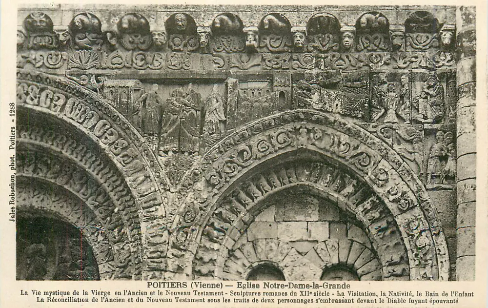 Poitiers (Vienne) — Kirche Notre-Dame-la-Grande — Romanische Skulpturen des 12. Jahrhunderts - Vorderseite
