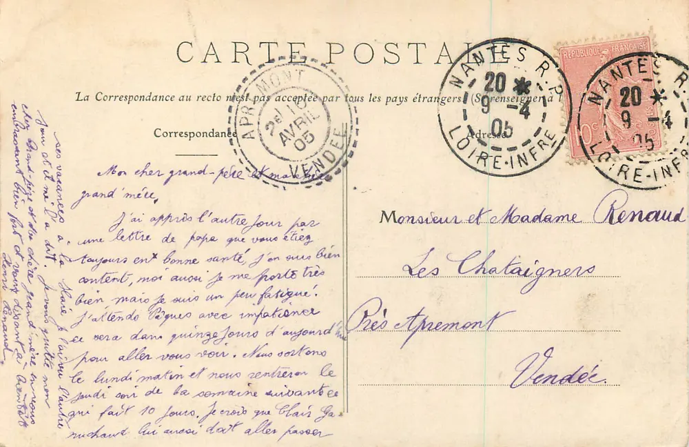 Le Croisic - La Grande Côte au Port-Lin — Collection A. Thurel, Éditeur, Nantes - Verso