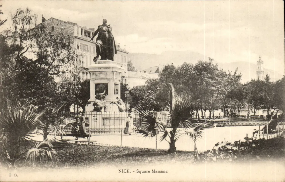 Nice - Praça Masséna — estátua equestre — T.B. - Frente