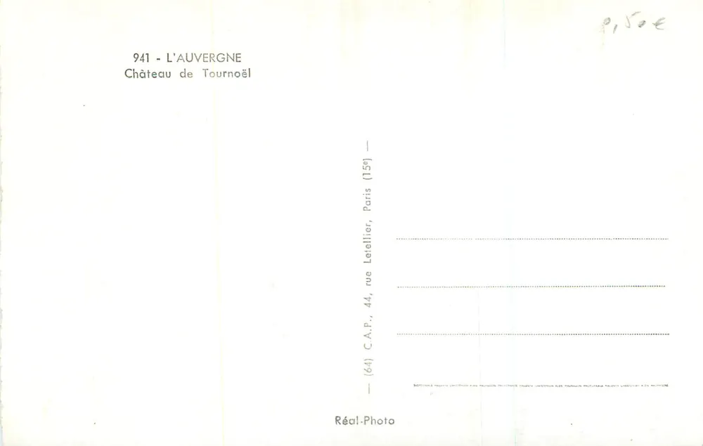 Castelo de Tournœil — Auvergne — Réal-Photo - Verso