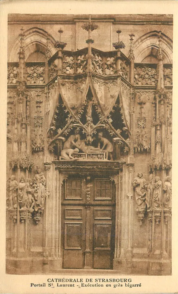 Cathédrale de Strasbourg — Portail Saint-Laurent — Exécution en grès bigarré - Recto