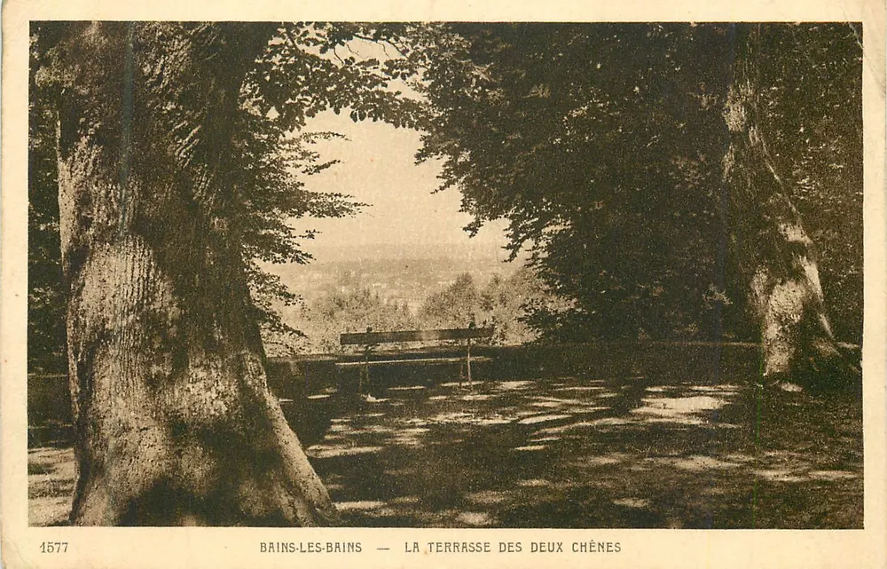Bains-les-Bains — La terrasse des deux chênes — editor Braun & Cie, n° 1577 - Anverso