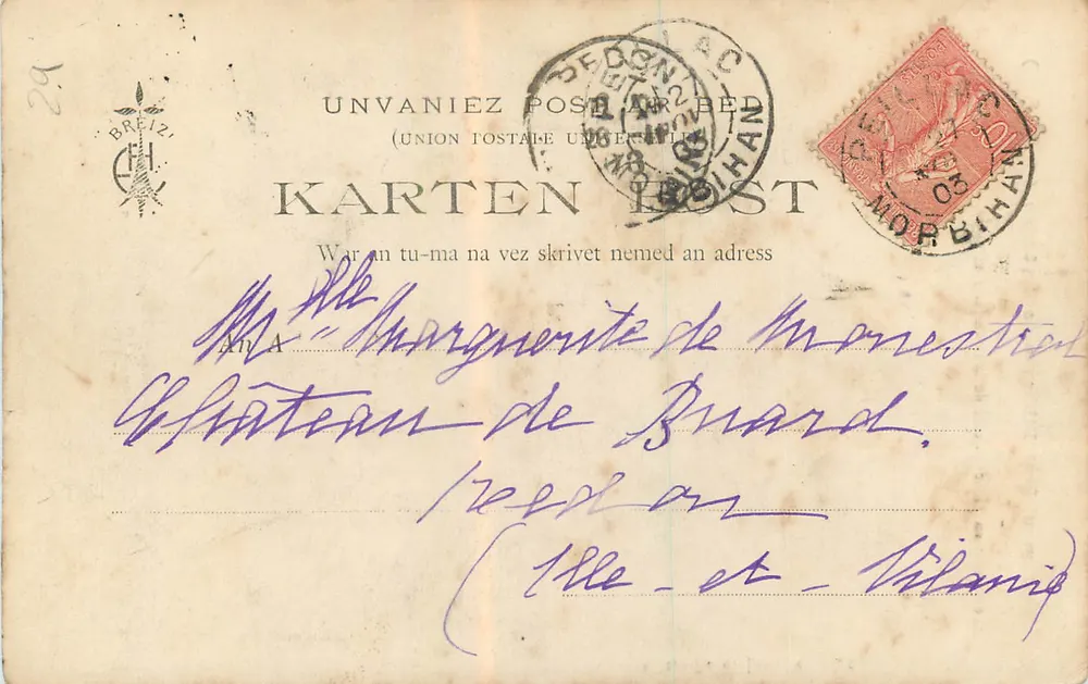 Menhir an der Spitze von Bec-Meil — Bretagne — Sammlung E. H. — Nr. 1177 - Rückseite