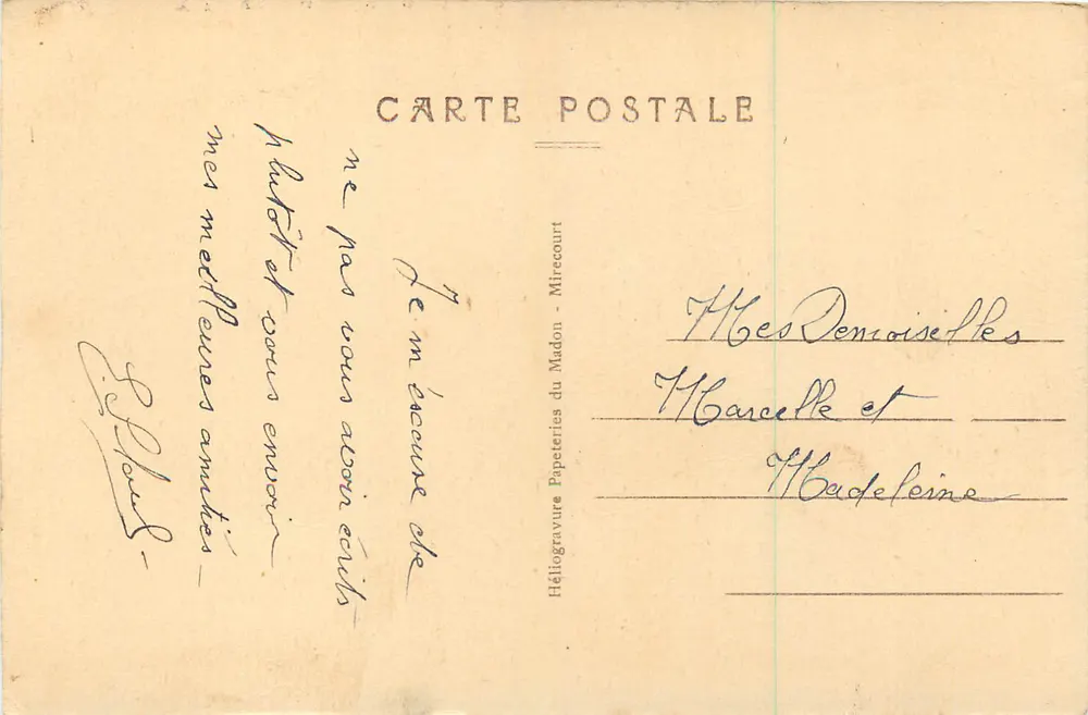 Orléans — O Parque Pasteur — Héliogravure Papeteries du Madon - Verso