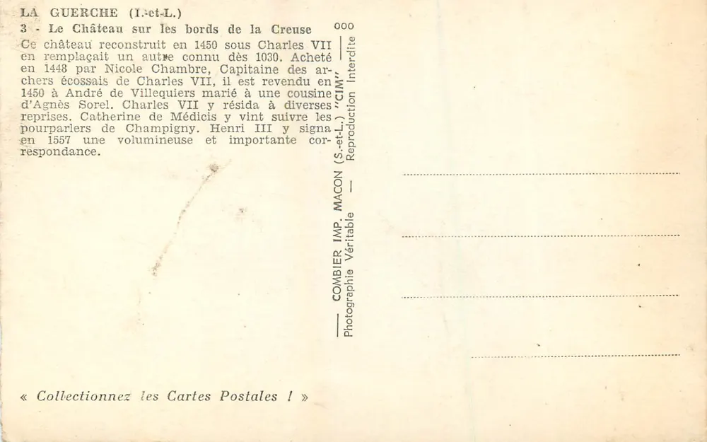라 괴르슈르라크루즈 — 크루즈 강변의 성 — Combier (S.-et-L.) - 뒷면