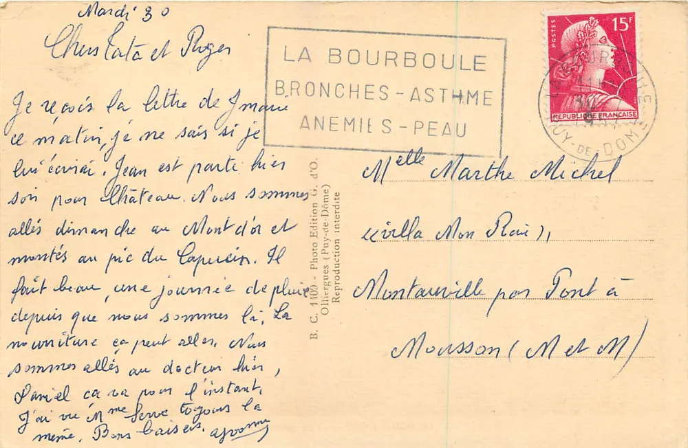Mont-Dore — Vista geral — A Auvergne - Verso