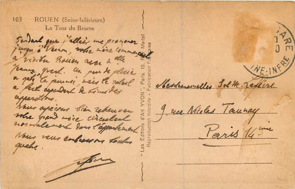 Rouen — Die Butter-Turm — Les Éditions d'Art YVON - Rückseite