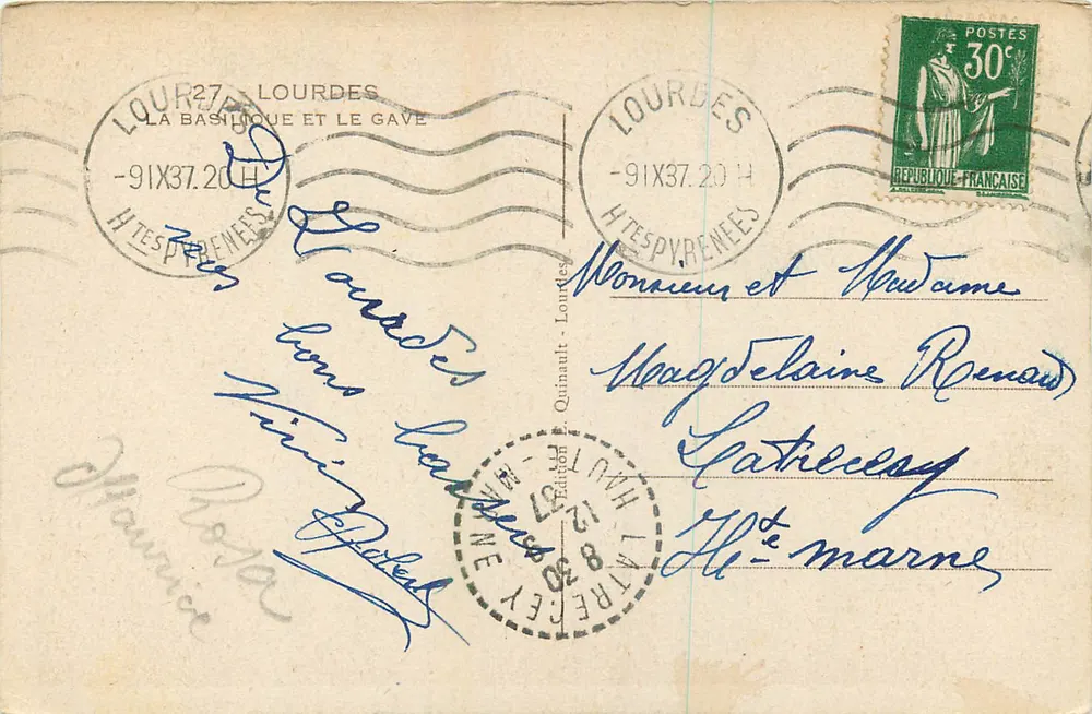 Lourdes — Basílica e o Gave — Yag - Verso