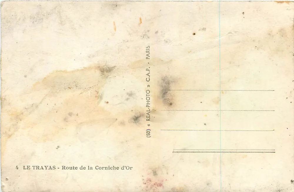 Le Trayas — Estrada da Corniche d'Or — editor C.A.P. Paris - Verso