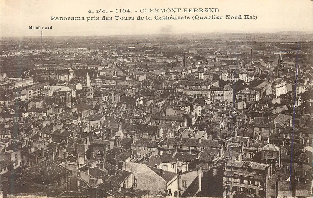 Clermont Ferrand — Panorama vom Turm der Kathedrale (Nordosten) — J. Gouttefangeas, Olliergues (P.-de-D.) - Vorderseite