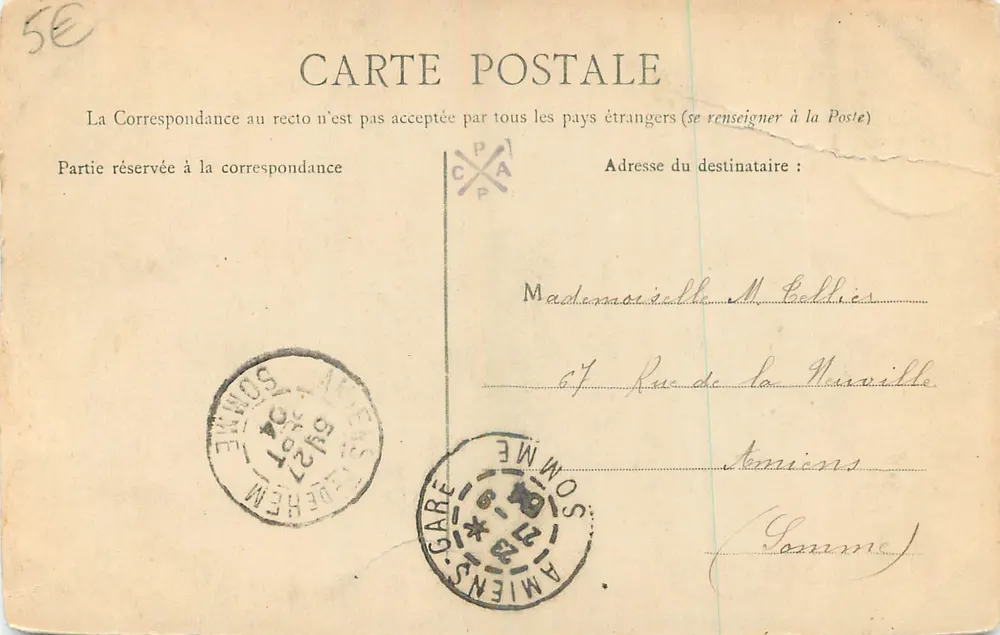 Amiens — Estátua de Pierre l'Hermite — Editor desconhecido, número de série não visível - Verso
