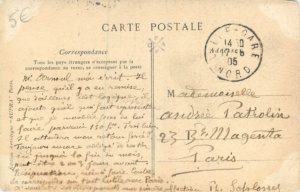 La Cathédrale d'Amiens — Vue de la Tour du Beffroi — Édition Artistique 'SUPRA' Paris, n° 80 - Verso