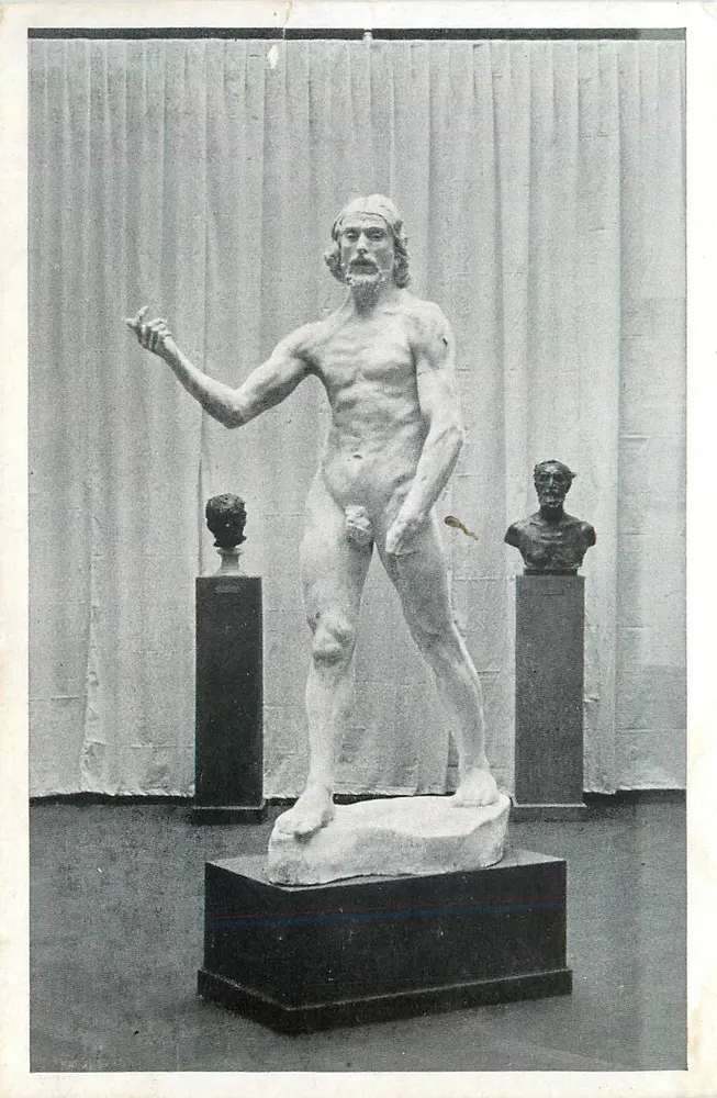 Statue des Johannes Baptista — Rodin-Ausstellung — Frobenius A. G. Basel - Vorderseite