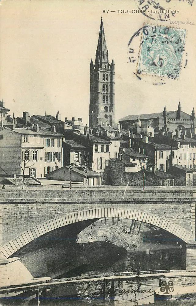 Toulouse - A Dalbade — vista da torre da igreja e do ponte sobre o canal — editor L. Gérande, n°37 - Frente