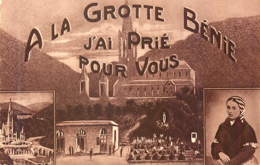 Grotte de Lourdes — prière pour vous — éditeur P. Doucet - Recto