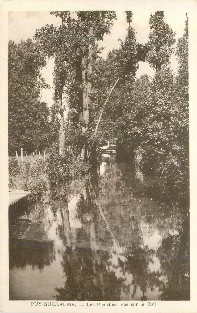 Puy-Guillaume — Les Planches, vue sur le Biel - Recto