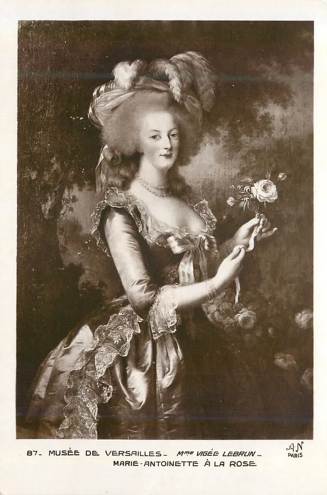 Marie-Antoinette à la rose — Musée de Versailles — Mme Vigée Le Brun — série 87 — éditeur A.N. Paris - Recto