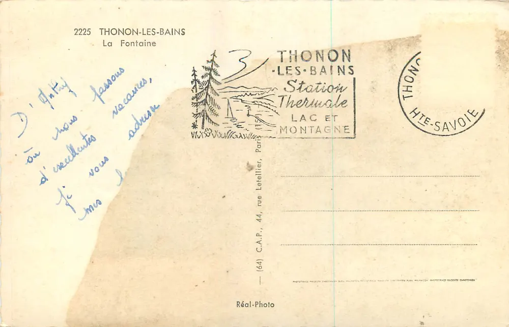 Thonon-les-Bains — A Fontaine — Réal-Photo - Verso