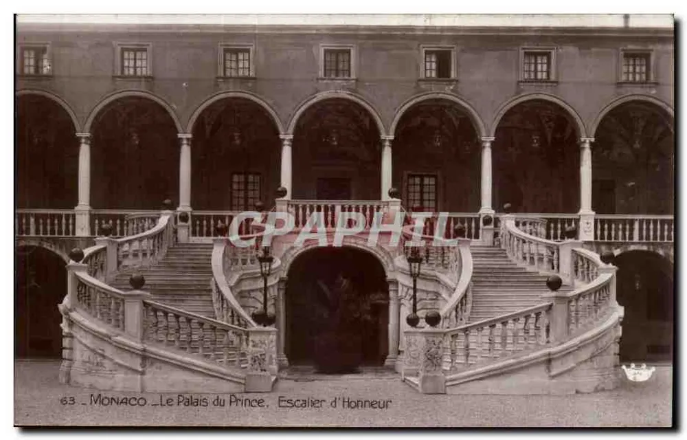 Monaco - Le Palais du Prince. Escalier d'Honneur — éditeur Rostan et Munler, Nice - Recto