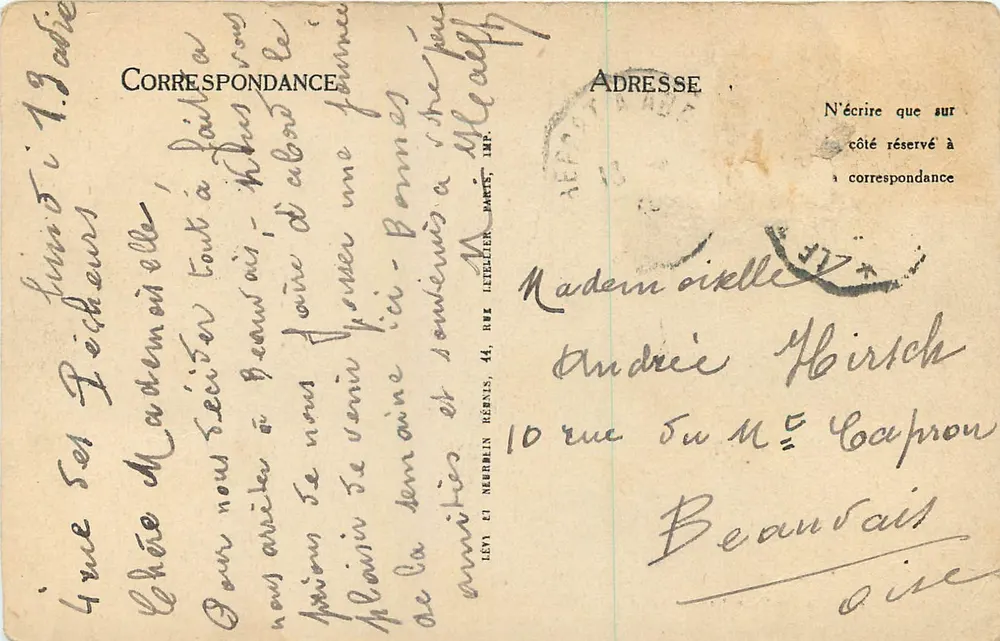Le Tréport — Panorama près de la falaise — Édition spéciale des Nouvelles Galeries, n°7 - Verso