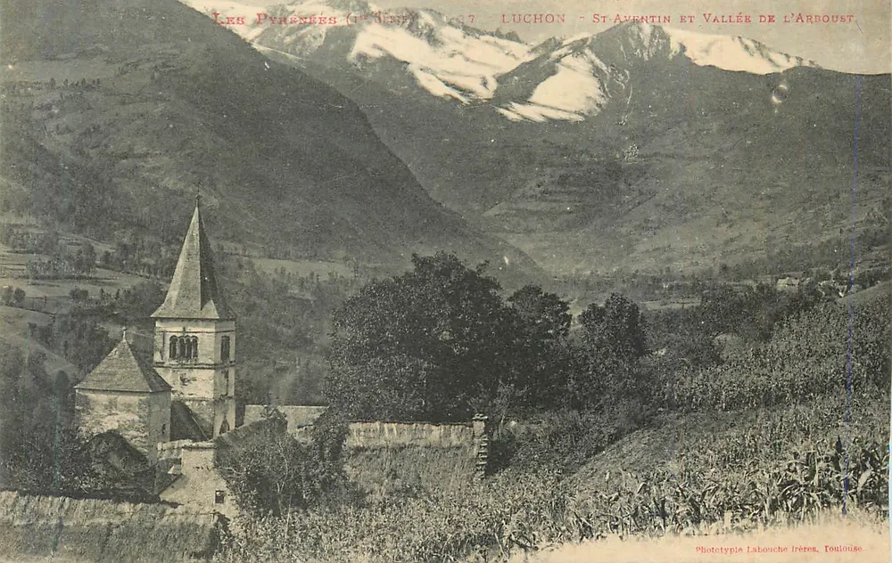 Luchon - Saint-Aventin e Vale do Arboust — Os Pirineus (1ª Série) n°27 — Phototypia Labonche frères, Toulouse - Frente